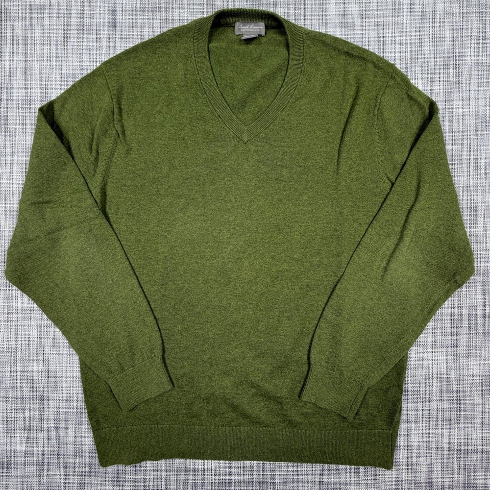 Daniel Cremieux Mens Sweater XL Olive Green Supima Cotton V Neck Pullover Knit